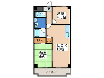 SIハイツ大阪(2LDK/6階)の間取り写真