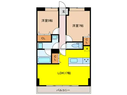 アークス高梨レジデンス(2LDK/2階)の間取り写真