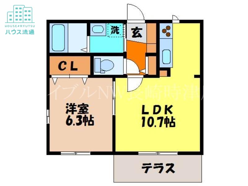 サンパティック亀野(1LDK/1階)の間取り写真