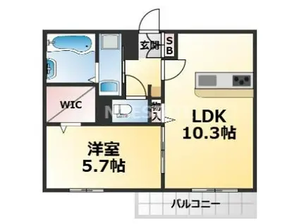 ル・ロワール長田(1LDK/1階)の間取り写真