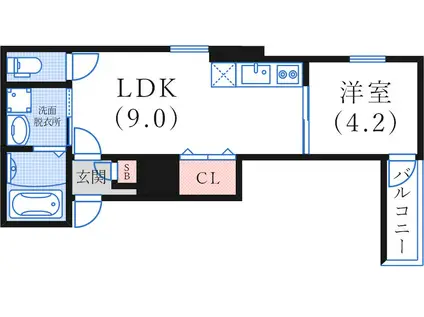 KOBE MKC(1LDK/1階)の間取り写真