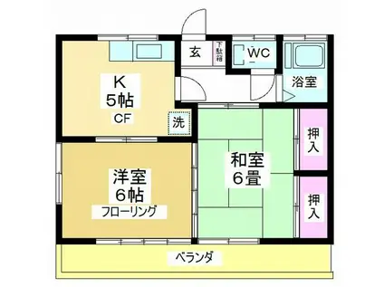 山田ハイツ(2K/2階)の間取り写真