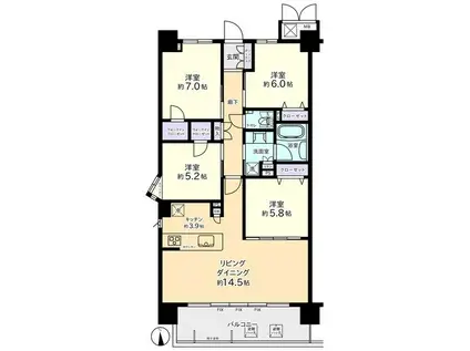 プレミア富山けやき通(4LDK/2階)の間取り写真