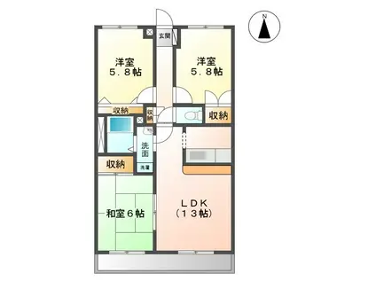 サニーヒル神ノ倉II(3LDK/2階)の間取り写真