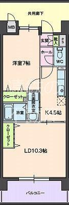 ラ・フォンテーヌ(1LDK/6階)の間取り写真