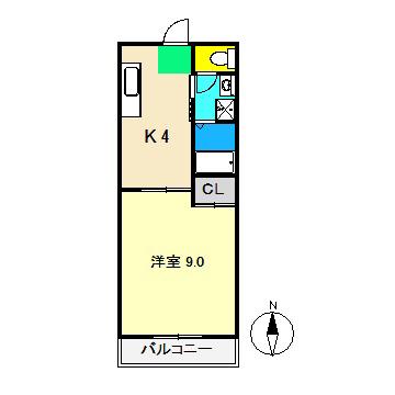 ガーデンハイツいちのみや(1K/2階)の間取り写真
