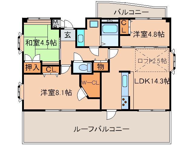 パティオシンシア(3LDK/6階)の間取り写真