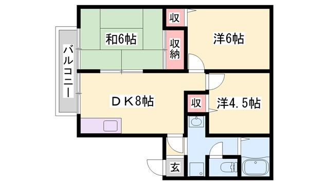 グランドゥール殿元(3DK/1階)の間取り写真