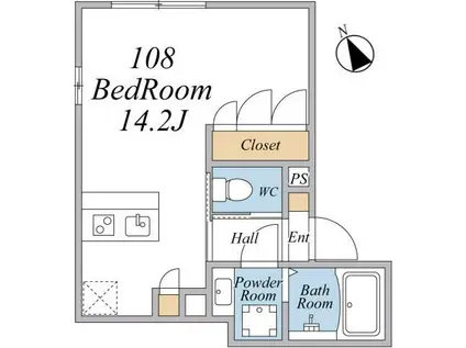 ウインドテラス津田沼(ワンルーム/1階)の間取り写真