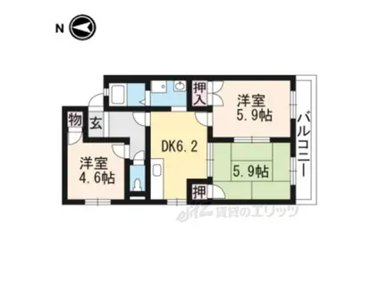 ヴィラ・ウエスト(3DK/2階)の間取り写真