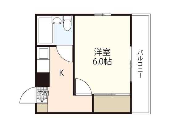大地第2ビル(1K/4階)の間取り写真