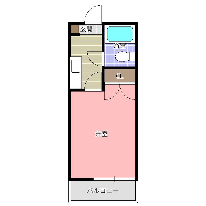 メゾン田中(1K/1階)の間取り写真