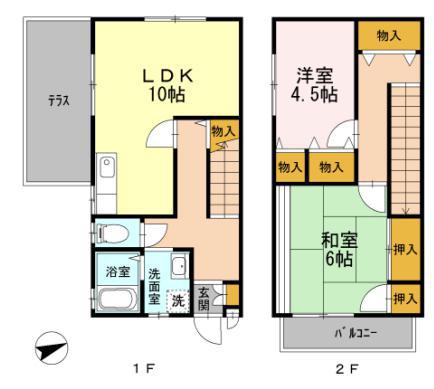 エントピアII(2LDK/1階)の間取り写真