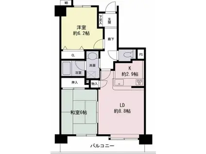 聖蹟桜ヶ丘ガーデンハウス(2LDK/8階)の間取り写真