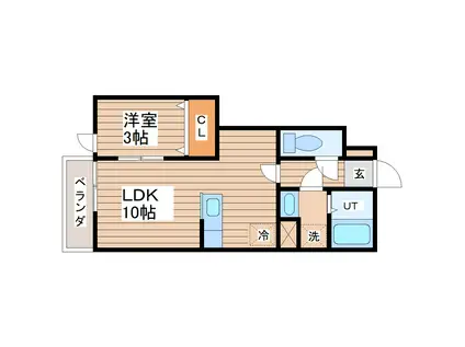 リアーレ長町4丁目(1LDK/1階)の間取り写真