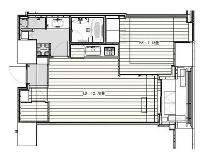 ホワイトタワー浜松町(1LDK/14階)の間取り写真