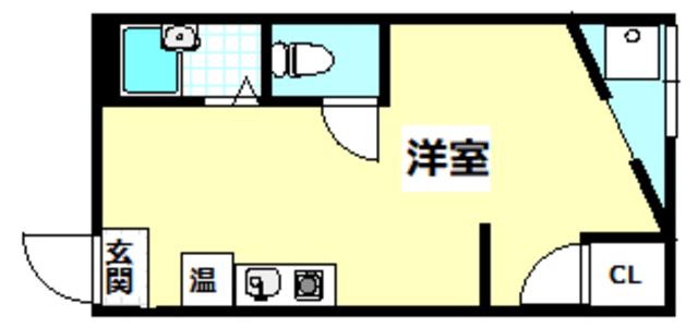 本町ハイツ(ワンルーム/1階)の間取り写真