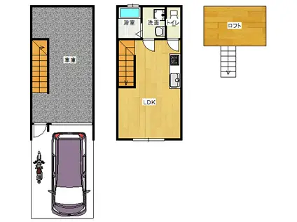 ピットハウス三箇(ワンルーム/1階)の間取り写真