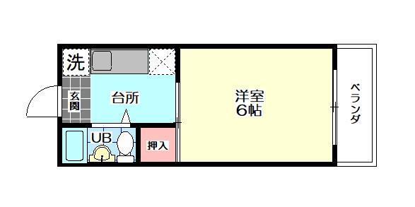 サザンブライトIII(1K/3階)の間取り写真