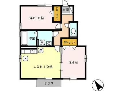 グラズヘイム(2LDK/1階)の間取り写真