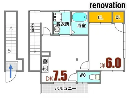 リバーサイド中野東B(1DK/2階)の間取り写真