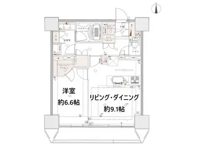 ライオンズ四谷タワーゲート(1LDK/14階)の間取り写真