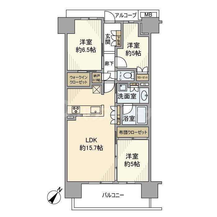 オハナ柏たなかパークフロント(3LDK/9階)の間取り写真