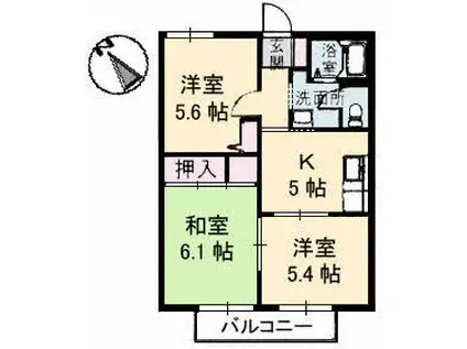 ハイランドパラツ(3K/2階)の間取り写真