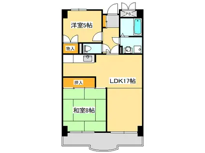 アビテール嶋田第一(2LDK/4階)の間取り写真