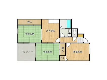 ウエストリバーハイツ(3DK/2階)の間取り写真