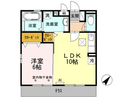 モンテセーイ(1LDK/1階)の間取り写真