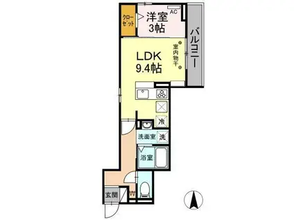 S・FIFTY(1LDK/1階)の間取り写真