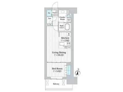 アビティグランデ砧 B棟(1LDK/2階)の間取り写真