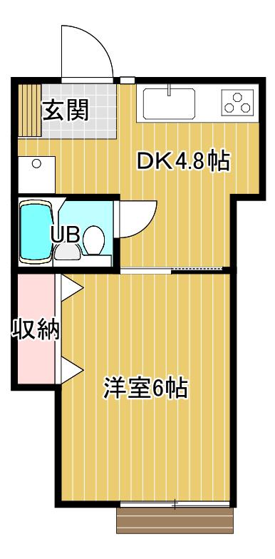 ユースハイツⅢ(1DK/1階)の間取り写真