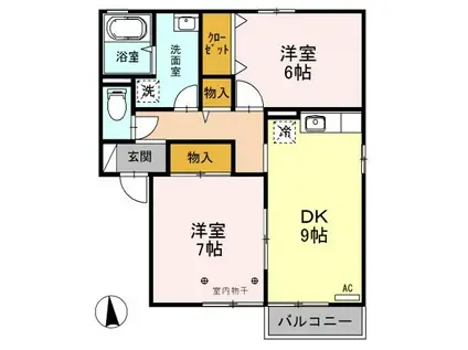 フラワーレジデンス森田 伍番館(2DK/2階)の間取り写真