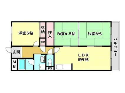 キャピタル キダ(3LDK/4階)の間取り写真