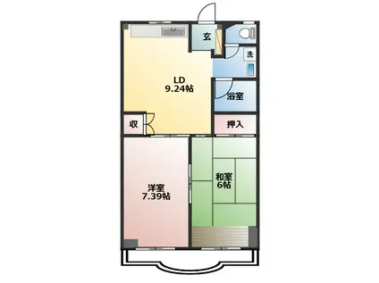 UKマンション(2DK/2階)の間取り写真