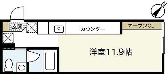 ヴィラ リヴィエール(ワンルーム/1階)の間取り写真