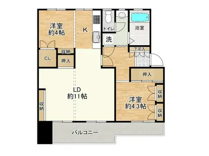 諏訪原団地2街区 7号棟(2LDK/5階)の間取り写真