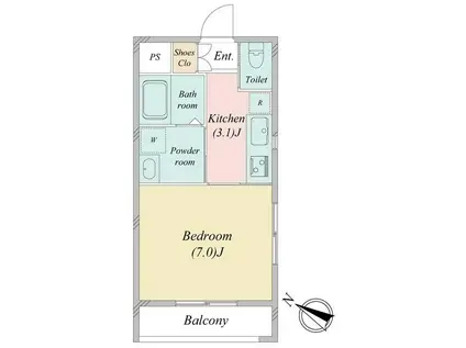 CRANE HEIM(1K/2階)の間取り写真