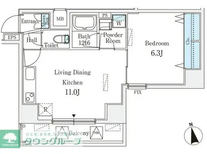 クラリティア浅草(1LDK/3階)の間取り写真