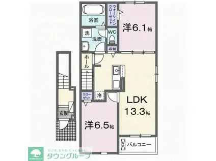 サンクレスト(2LDK/2階)の間取り写真