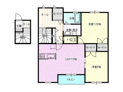 ボナール愛雅 2番館(2LDK/2階)の間取り写真