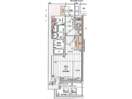 レジュールアッシュ神戸ヴィヴァン(1K/10階)の間取り写真