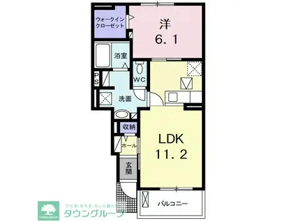 カーサフェリーチェ(1LDK/1階)の間取り写真