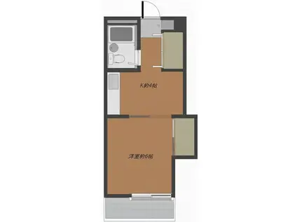 テルハイム(1K/1階)の間取り写真