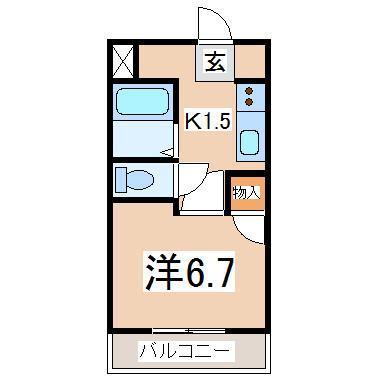 グランデージ虎丸(1K/3階)の間取り写真