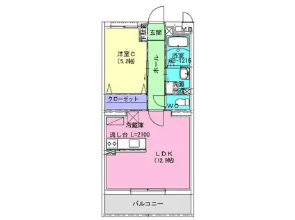 日吉台マンション(1LDK/1階)の間取り写真