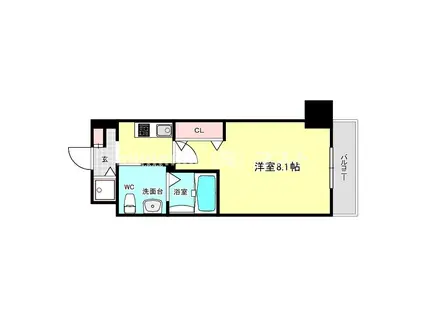 CITY LUX NAMBA 旧ラフォーレ難波(1K/8階)の間取り写真
