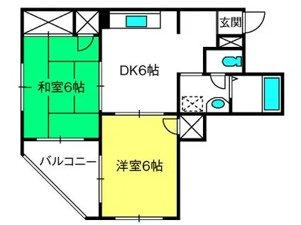 シティプラザ宮原(2DK/2階)の間取り写真